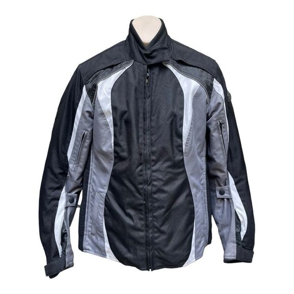 Bilt Cycling Wear Motorcycle Jacket Size M Gray Black Waterproof EUC Protection - Picture 1 of 10